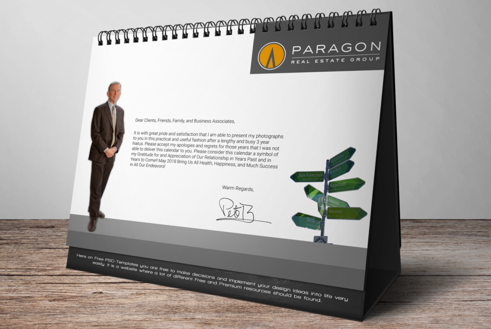 Personalized Calendar Design for Pete Brannigan – Showcasing Travel Photography and Contact Information