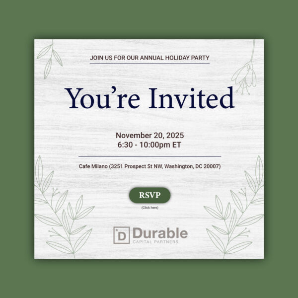 Elegant Holiday Invitation Card Design for Durable Capital Partners